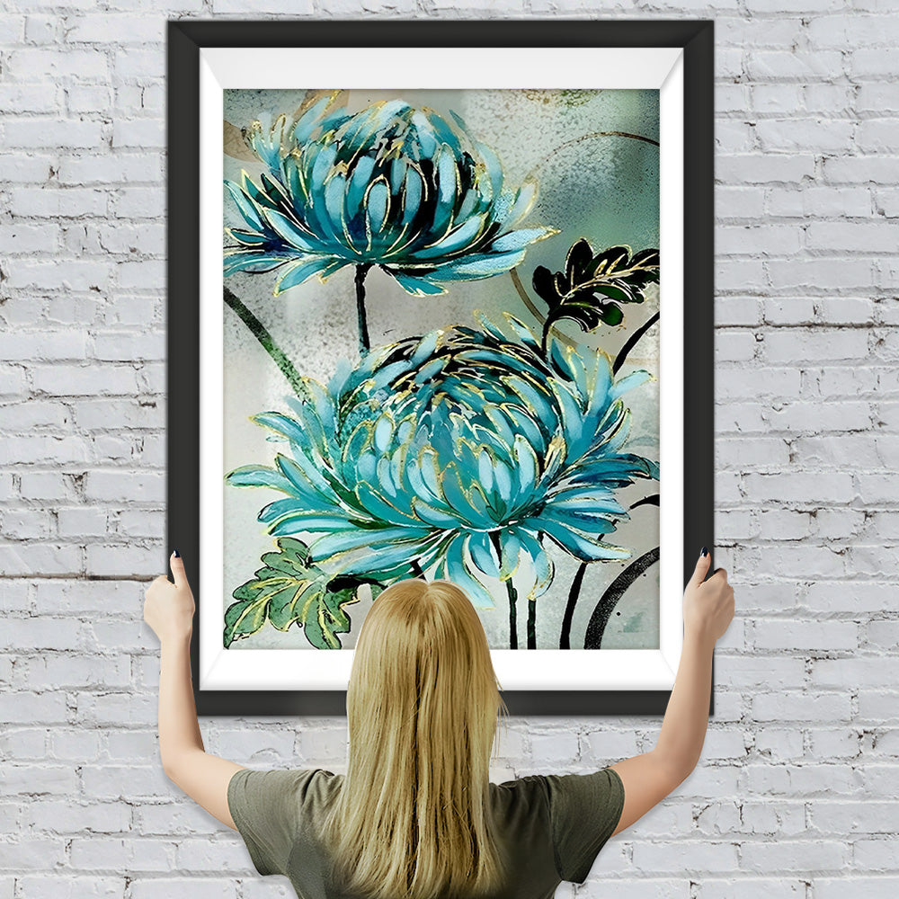 Goldgrüne Chrysantheme Diamond Painting