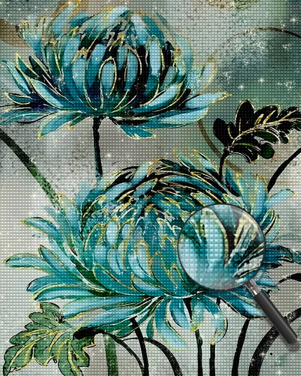 Goldgrüne Chrysantheme Diamond Painting