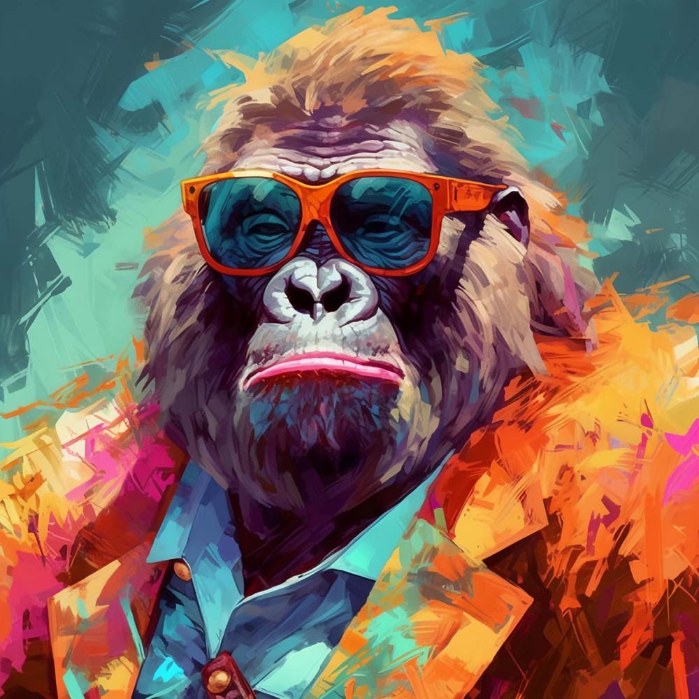 Gorilla mit einer Sonnenbrille Diamond Painting