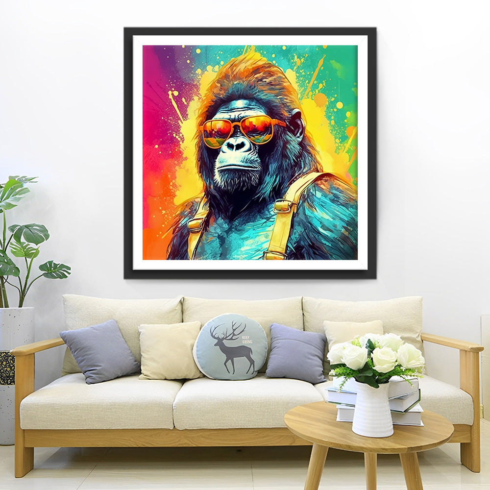 Gorilla mit gelber Sonnenbrille Diamond Painting