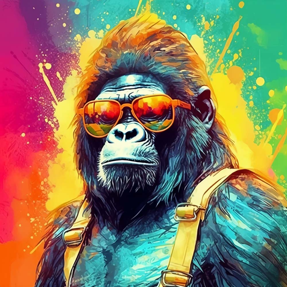 Gorilla mit gelber Sonnenbrille Diamond Painting