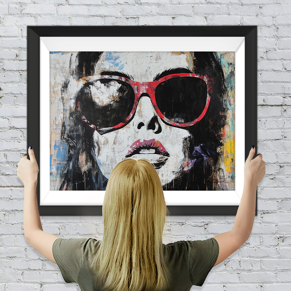 Graffiti Frau mit roter Sonnenbrille Diamond Painting