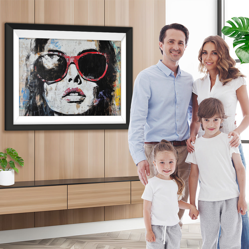 Graffiti Frau mit roter Sonnenbrille Diamond Painting