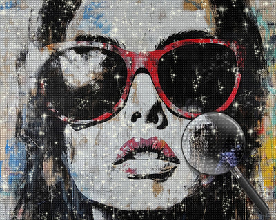 Graffiti Frau mit roter Sonnenbrille Diamond Painting