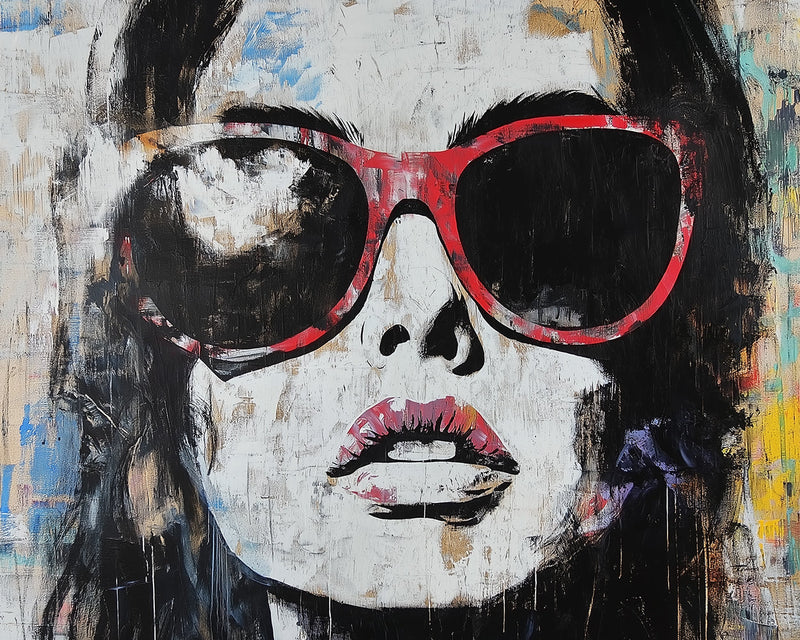 Graffiti Frau mit roter Sonnenbrille Diamond Painting