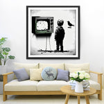 Graffiti Junge und Fernsehen Diamond Painting