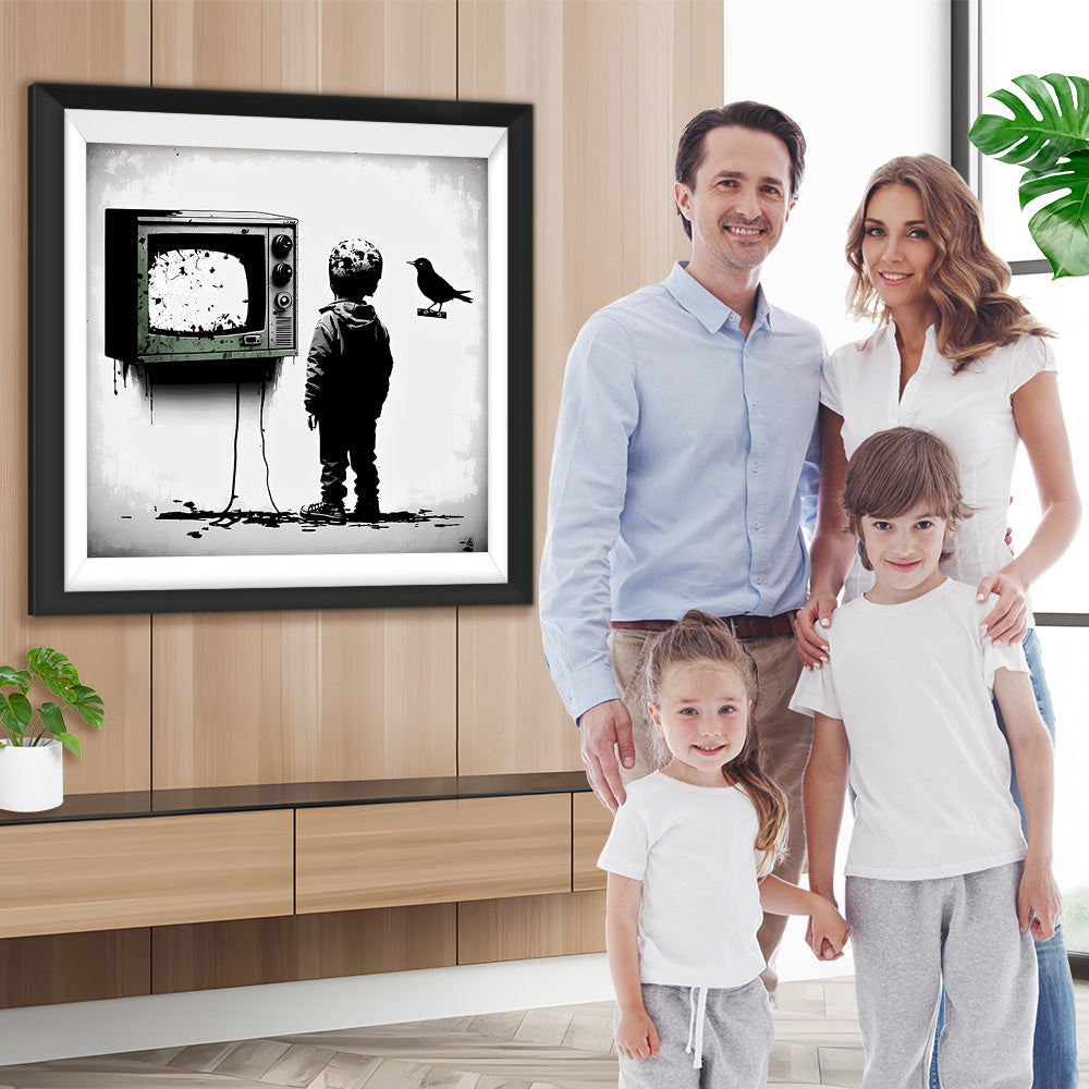 Graffiti Junge und Fernsehen Diamond Painting