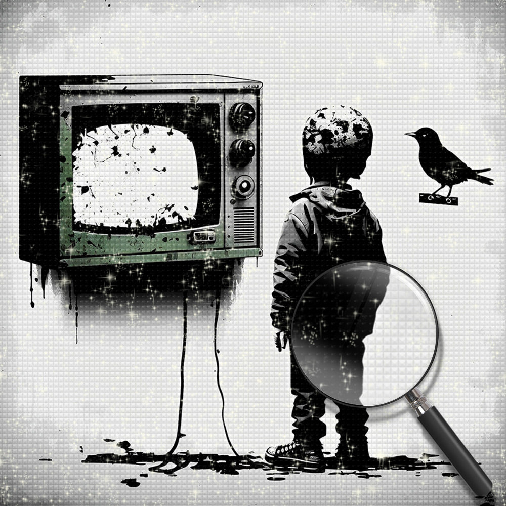 Graffiti Junge und Fernsehen Diamond Painting