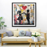 Graffiti Junge und Mädchen halten einen Herzluftballon Diamond Painting