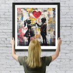 Graffiti Junge und Mädchen halten einen Herzluftballon Diamond Painting