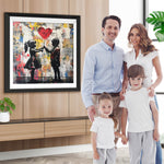 Graffiti Junge und Mädchen halten einen Herzluftballon Diamond Painting