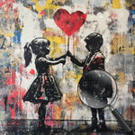 Graffiti Junge und Mädchen halten einen Herzluftballon Diamond Painting