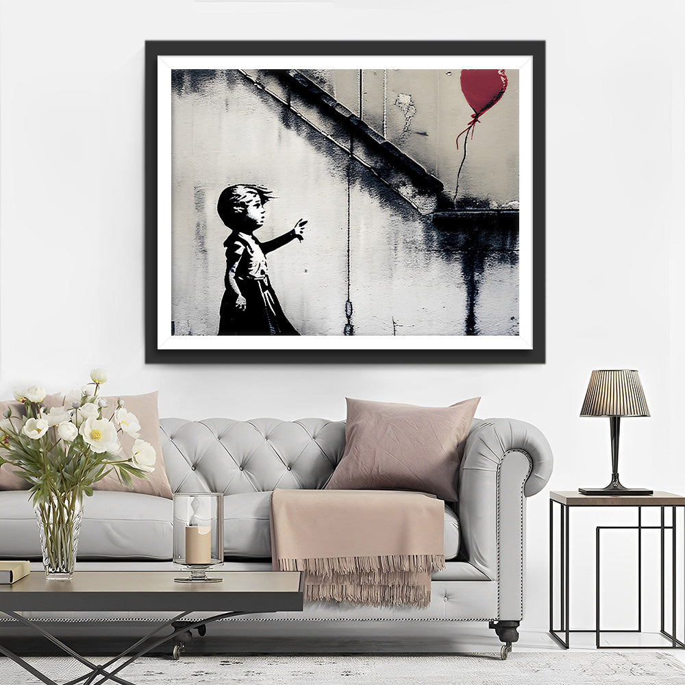 Graffiti Kind und Luftballon Diamond Painting