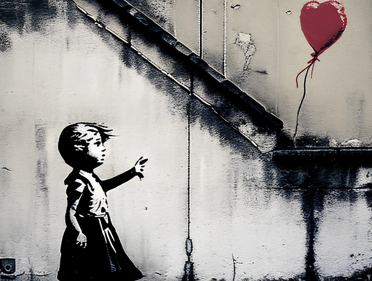 Graffiti Kind und Luftballon Diamond Painting