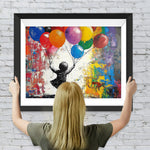 Graffiti Mädchen hält bunte Luftballons Diamond Painting