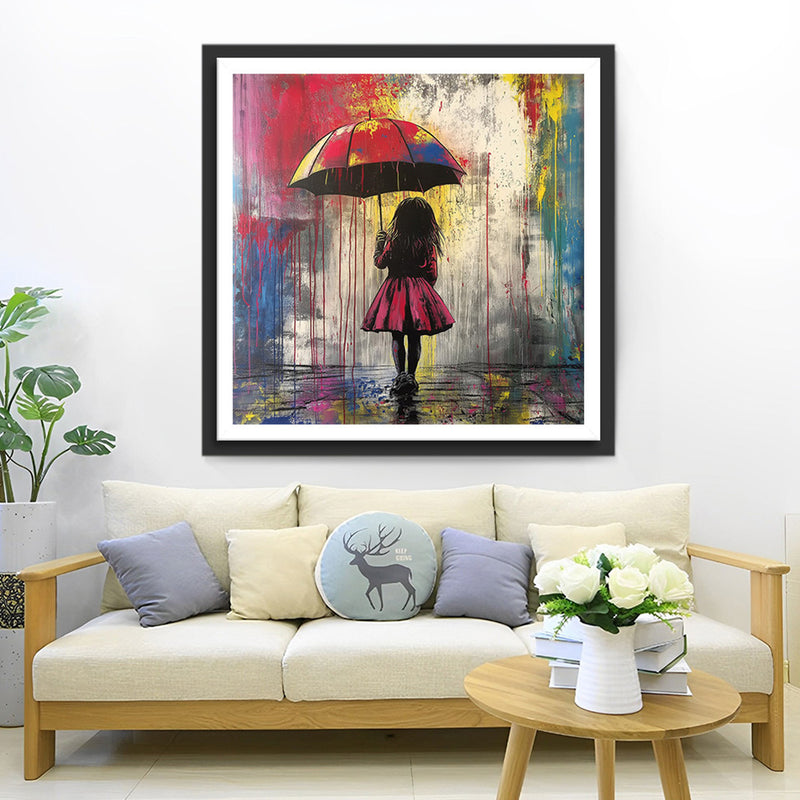 Graffiti Mädchen hält einen Regenschirm Diamond Painting