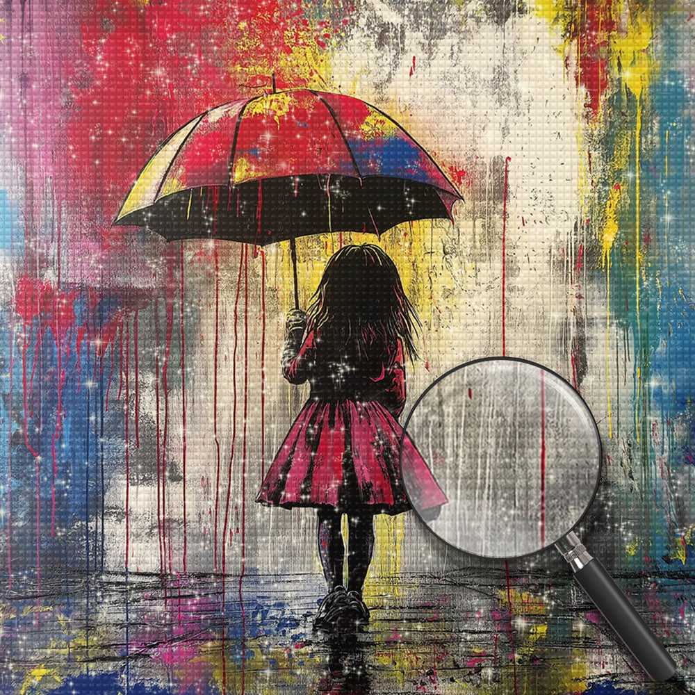 Graffiti Mädchen hält einen Regenschirm Diamond Painting
