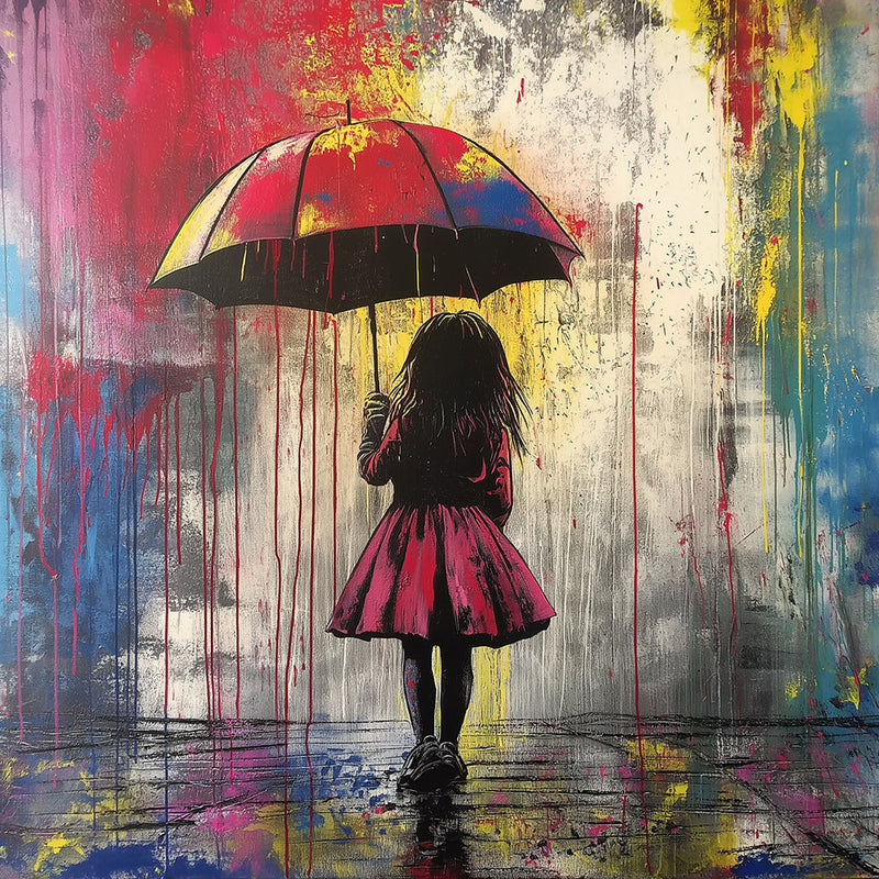 Graffiti Mädchen hält einen Regenschirm Diamond Painting