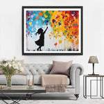 Graffiti Mädchen und bunte Herzen Diamond Painting