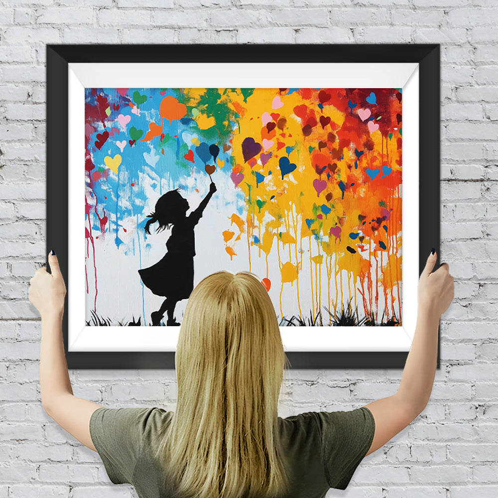 Graffiti Mädchen und bunte Herzen Diamond Painting