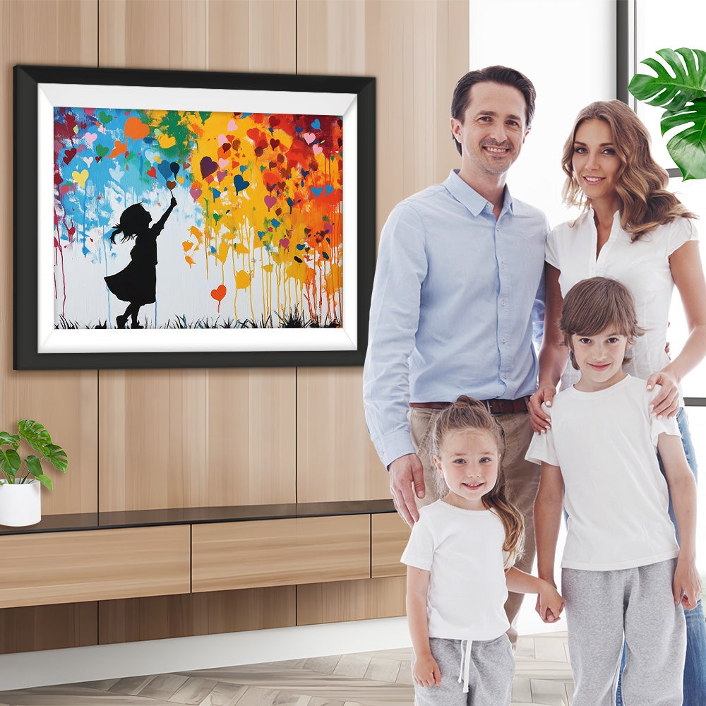 Graffiti Mädchen und bunte Herzen Diamond Painting