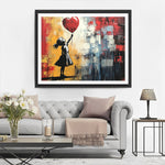 Graffiti Mädchen und ein roter Herzballon Diamond Painting