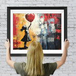 Graffiti Mädchen und ein roter Herzballon Diamond Painting