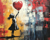 Graffiti Mädchen und ein roter Herzballon Diamond Painting