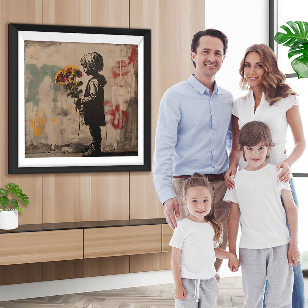 Graffiti Mädchen und gelbe Chrysantheme Diamond Painting