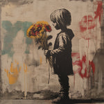 Graffiti Mädchen und gelbe Chrysantheme Diamond Painting