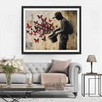 Graffiti Mann und die Schmetterlinge Diamond Painting