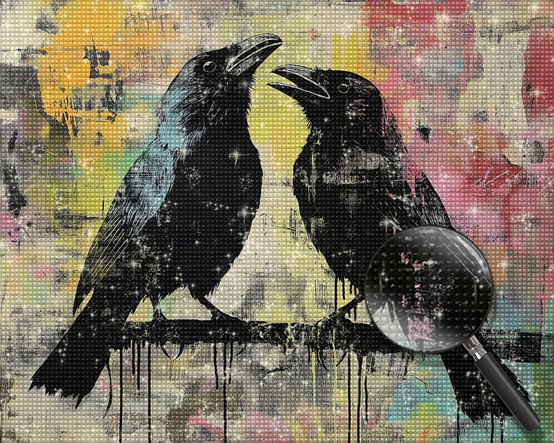 Graffiti Schwarzkrähenpaar Diamond Painting