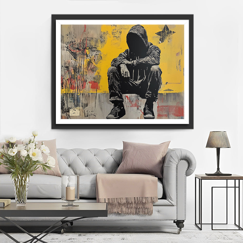 Graffiti Sitzender Mann Diamond Painting