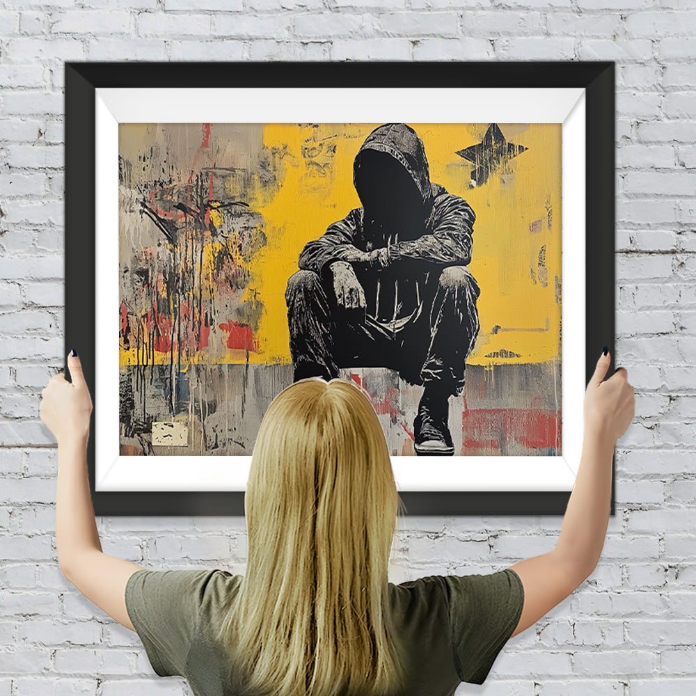 Graffiti Sitzender Mann Diamond Painting