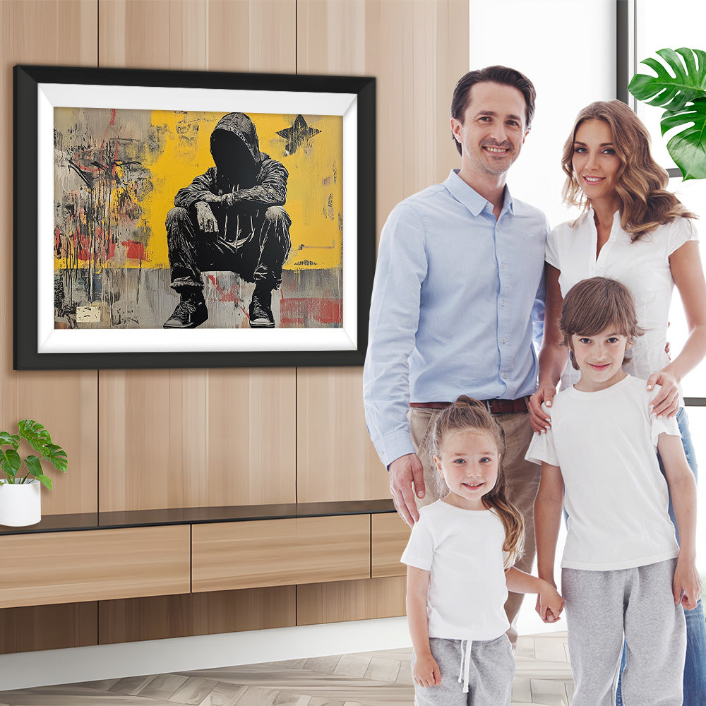 Graffiti Sitzender Mann Diamond Painting