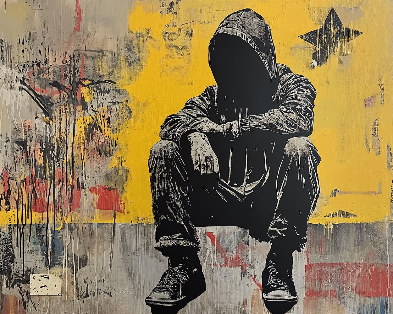 Graffiti Sitzender Mann Diamond Painting