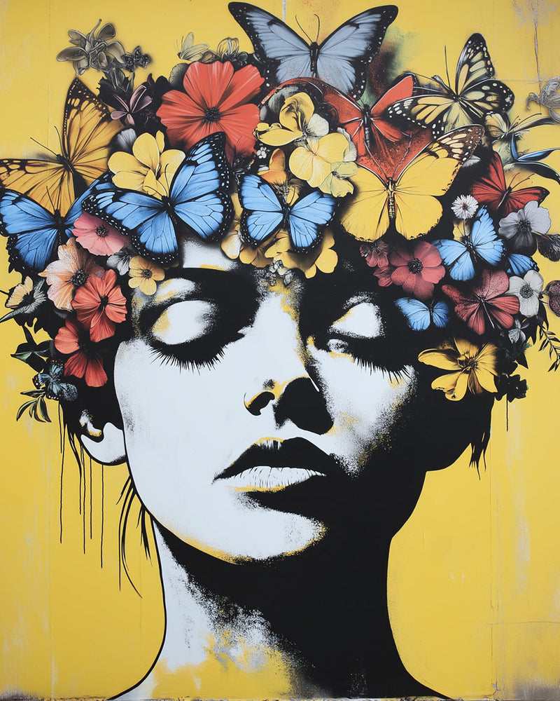 Graffiti Stil Schmetterlingsfrau Diamond Painting