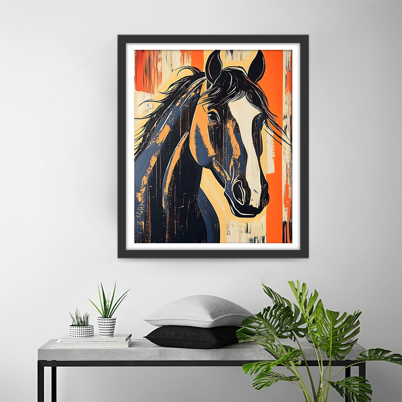 Graffiti Stil Schwarzes Pferd Diamond Painting