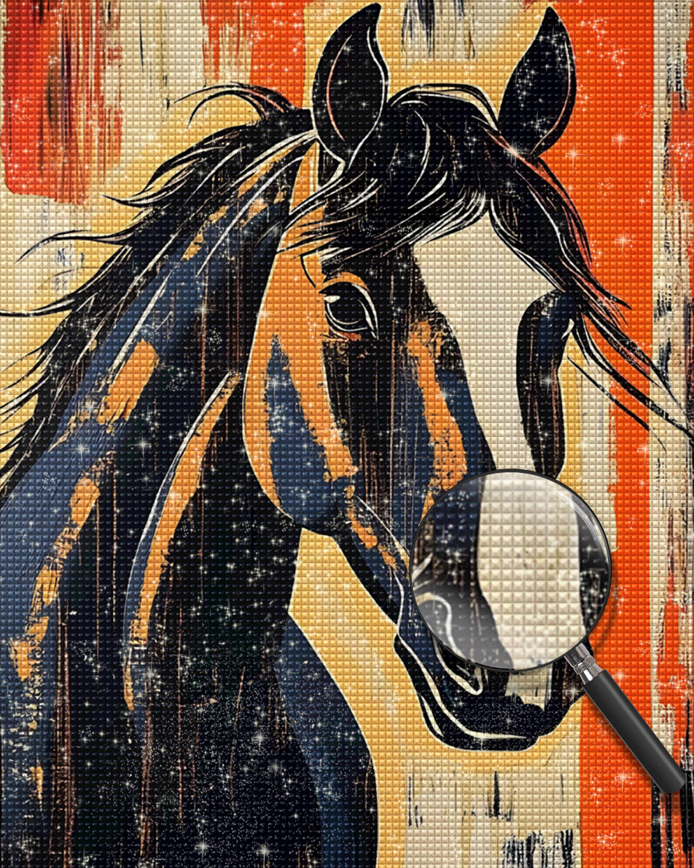Graffiti Stil Schwarzes Pferd Diamond Painting