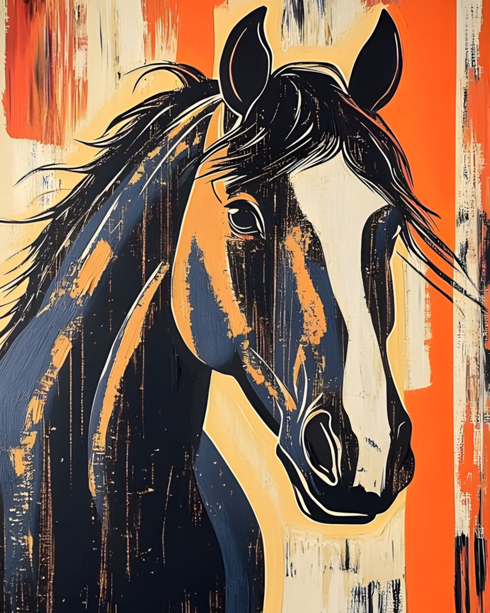 Graffiti Stil Schwarzes Pferd Diamond Painting