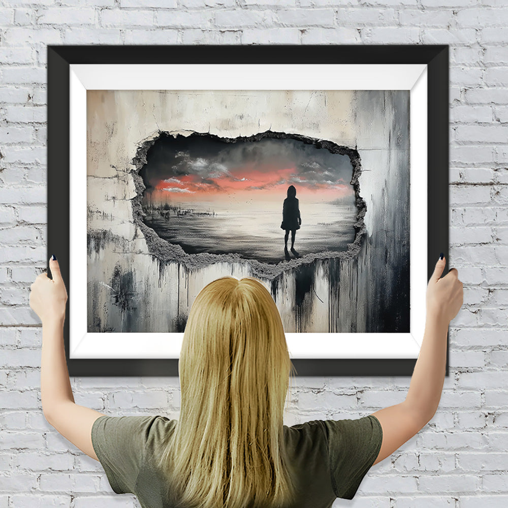 Graffiti Szenerie im Mauerloch Diamond Painting