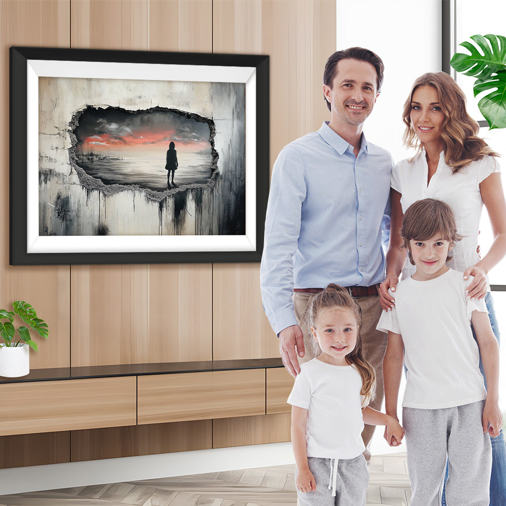 Graffiti Szenerie im Mauerloch Diamond Painting