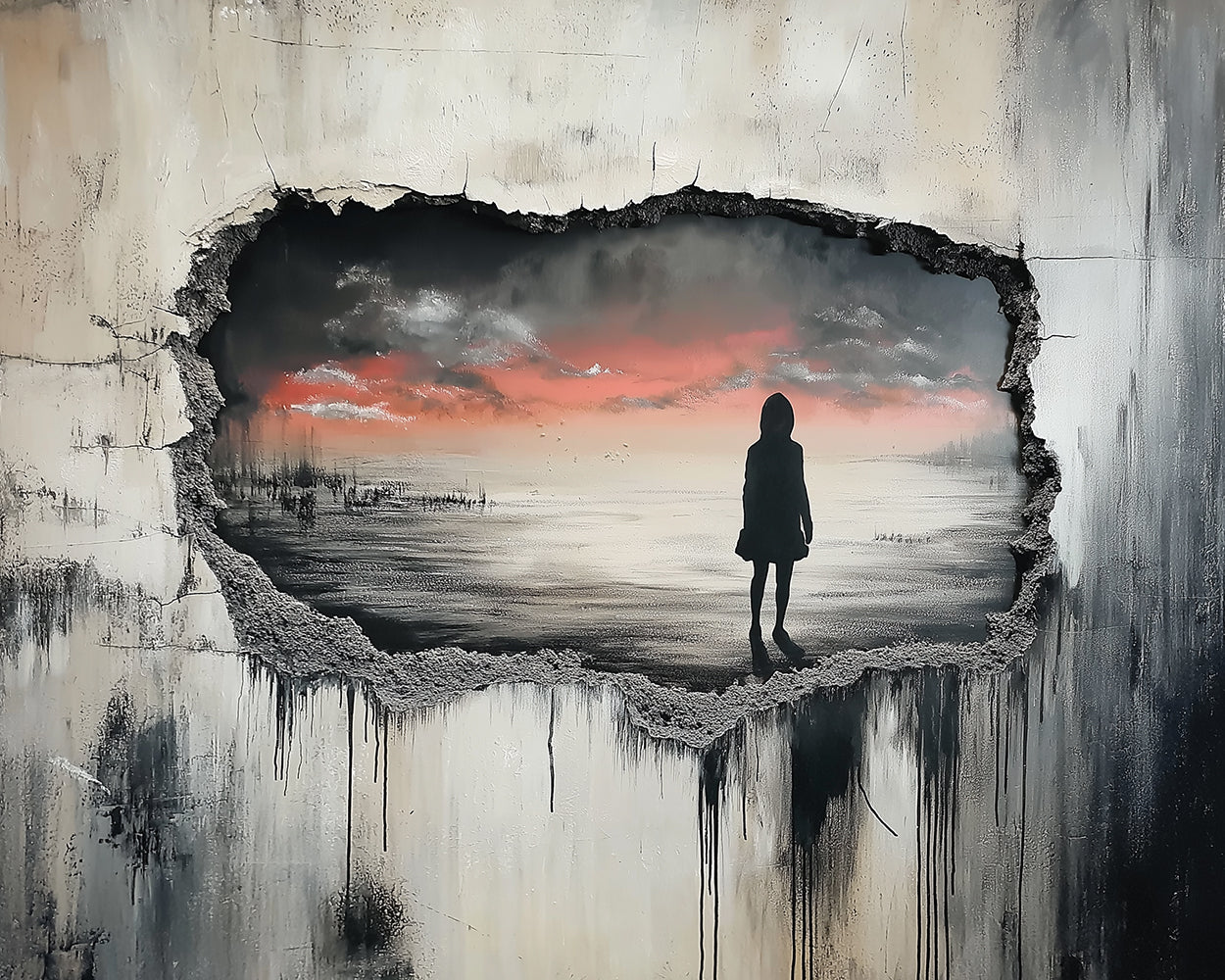 Graffiti Szenerie im Mauerloch Diamond Painting