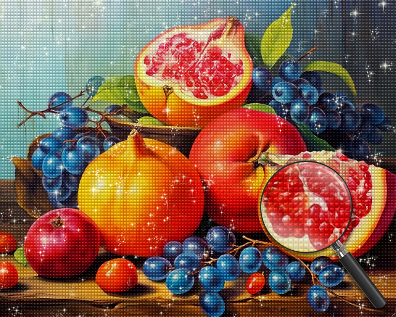 Granatäpfel und Heidelbeeren Diamond Painting