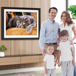 Graue Katze auf dem Sofa Diamond Painting