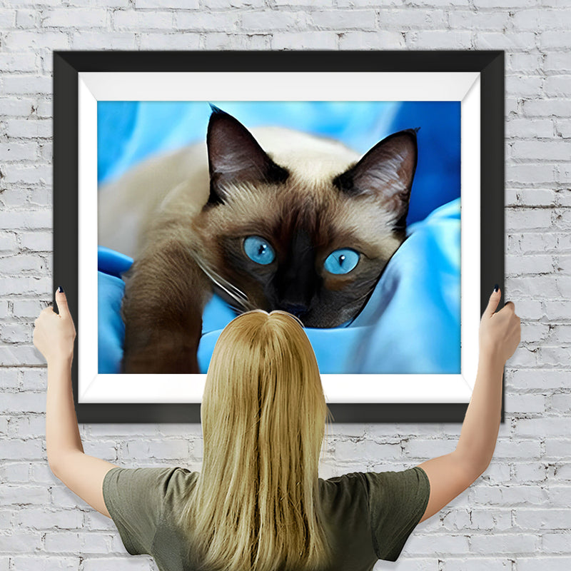 Graue Katze mit blauen Augen Diamond Painting