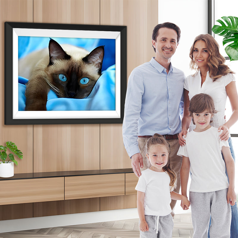 Graue Katze mit blauen Augen Diamond Painting