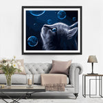 Graue Katze und Seifenblasen Diamond Painting