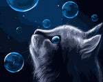 Graue Katze und Seifenblasen Diamond Painting
