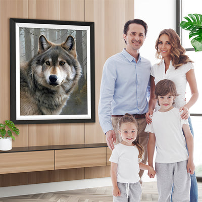 Grauer Wolf im Wald Diamond Painting